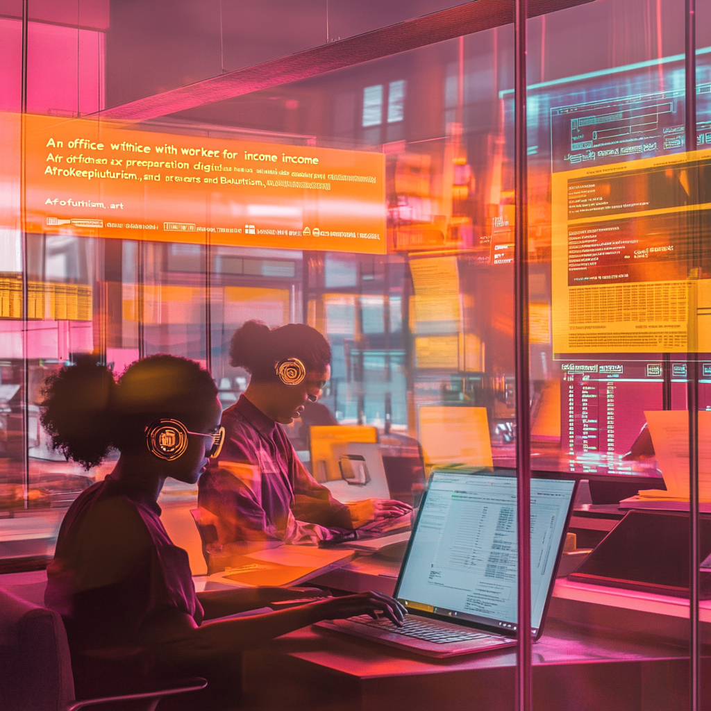 an office with workers