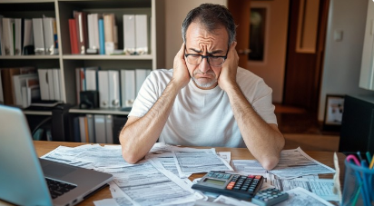 stressed man with finance